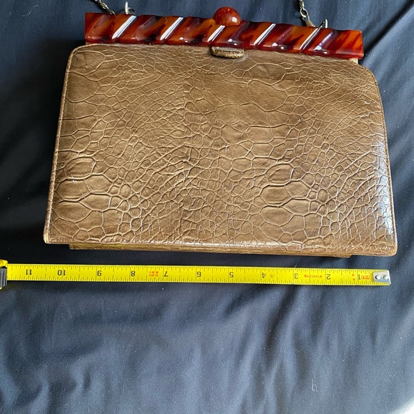 Vintage 40-50s crocodile or alligator with Bakelite closer on top - Picture 6 of 8